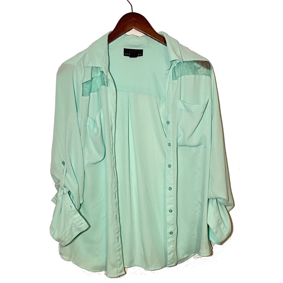 attention Tops Attention Mint Green Button Up Shirt Poshmark